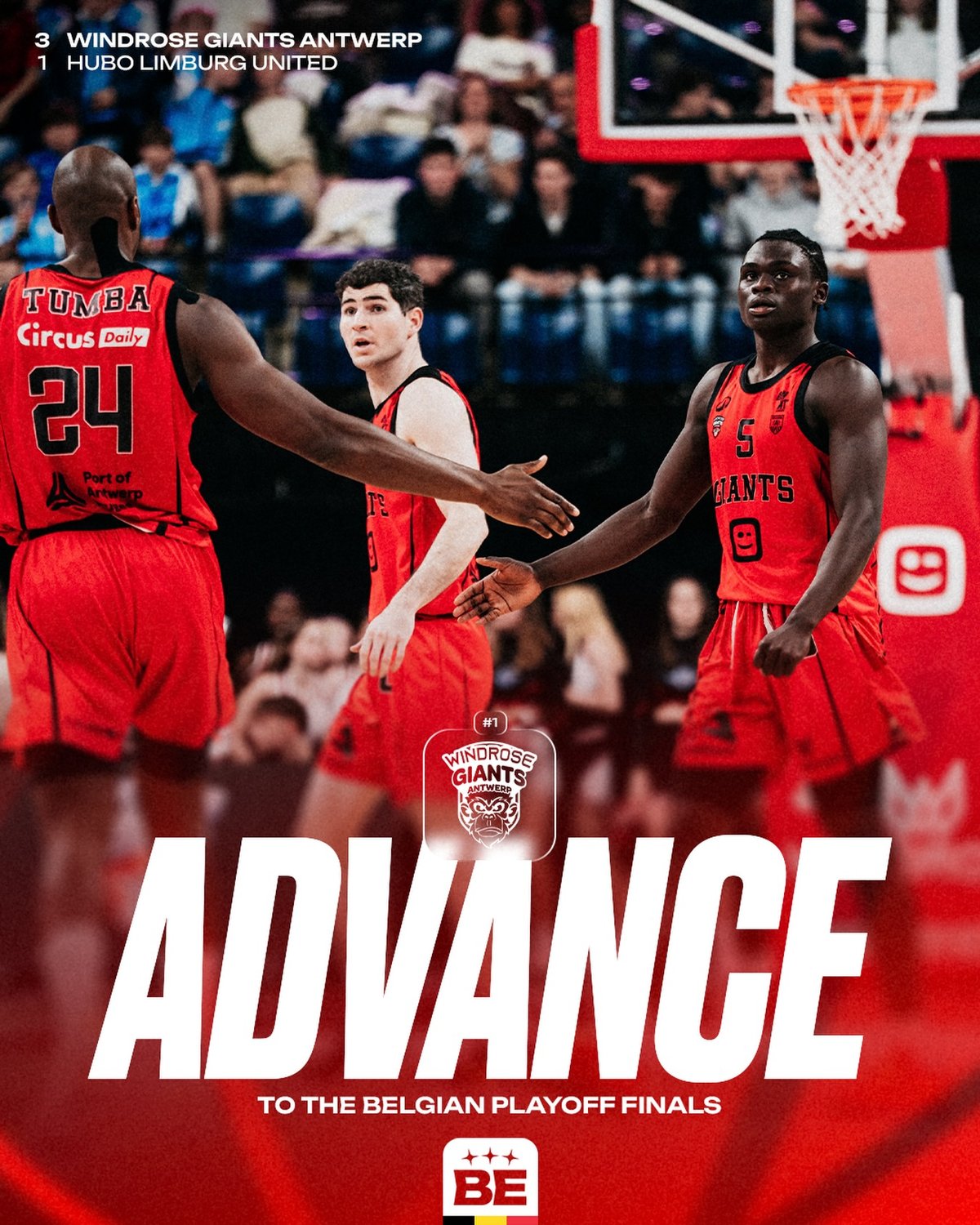 Windrose Giants Antwerp — Game 1 finale Belgische play-offs